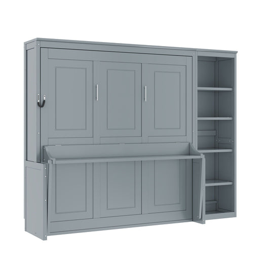 Reinforced Murphy Bed with Desk & Bookshelf