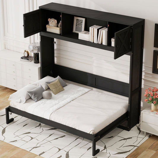 Full Murphy Bed with Storage Cabinets