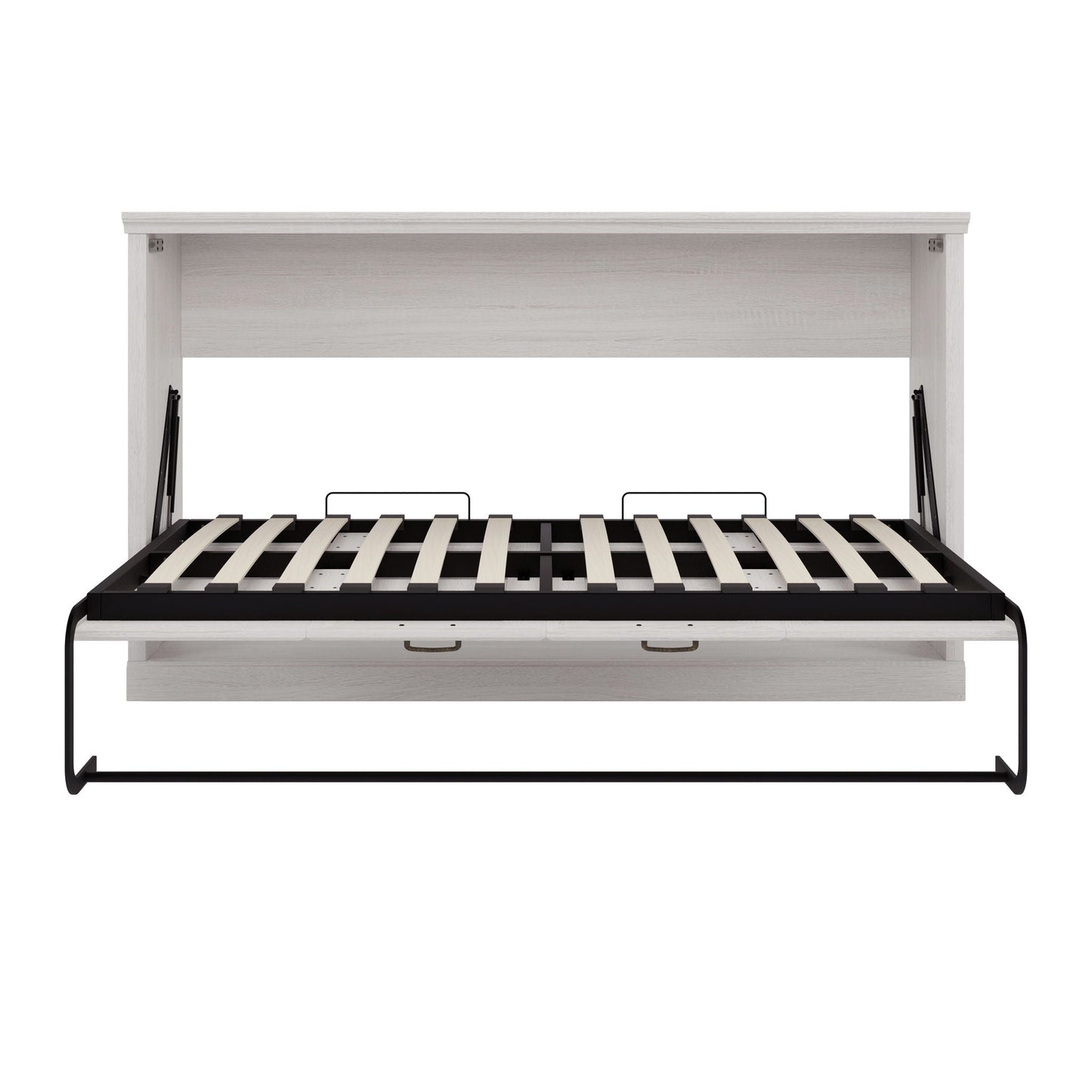 Twin Horizontal Murphy Bed with Dual Piston System - Rustic White