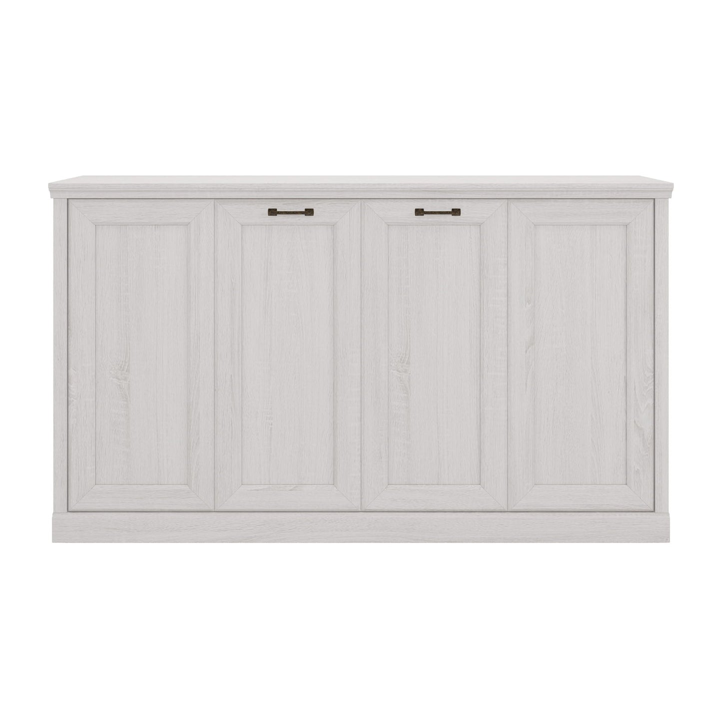 Twin Horizontal Murphy Bed with Dual Piston System - Rustic White