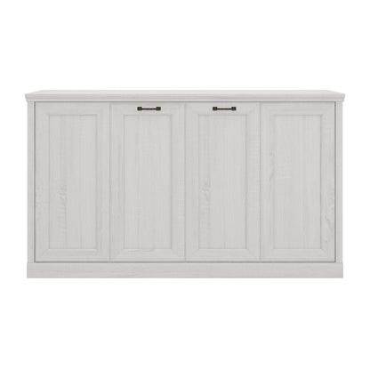 Twin Horizontal Murphy Bed with Dual Piston System - Rustic White