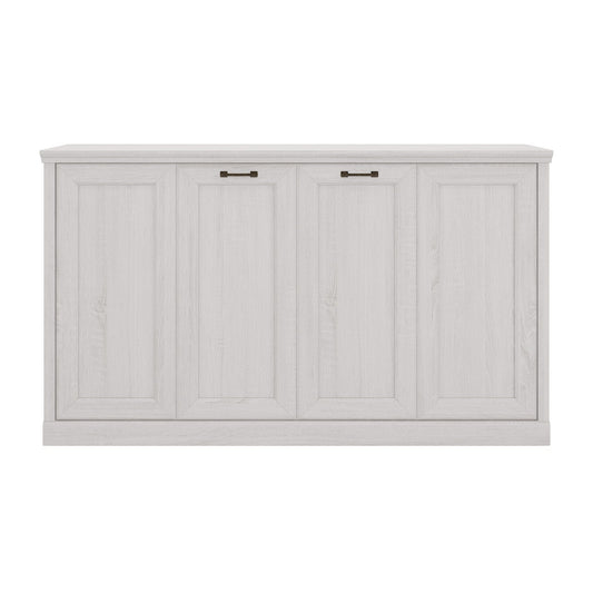 Twin Horizontal Murphy Bed with Dual Piston System - Rustic White