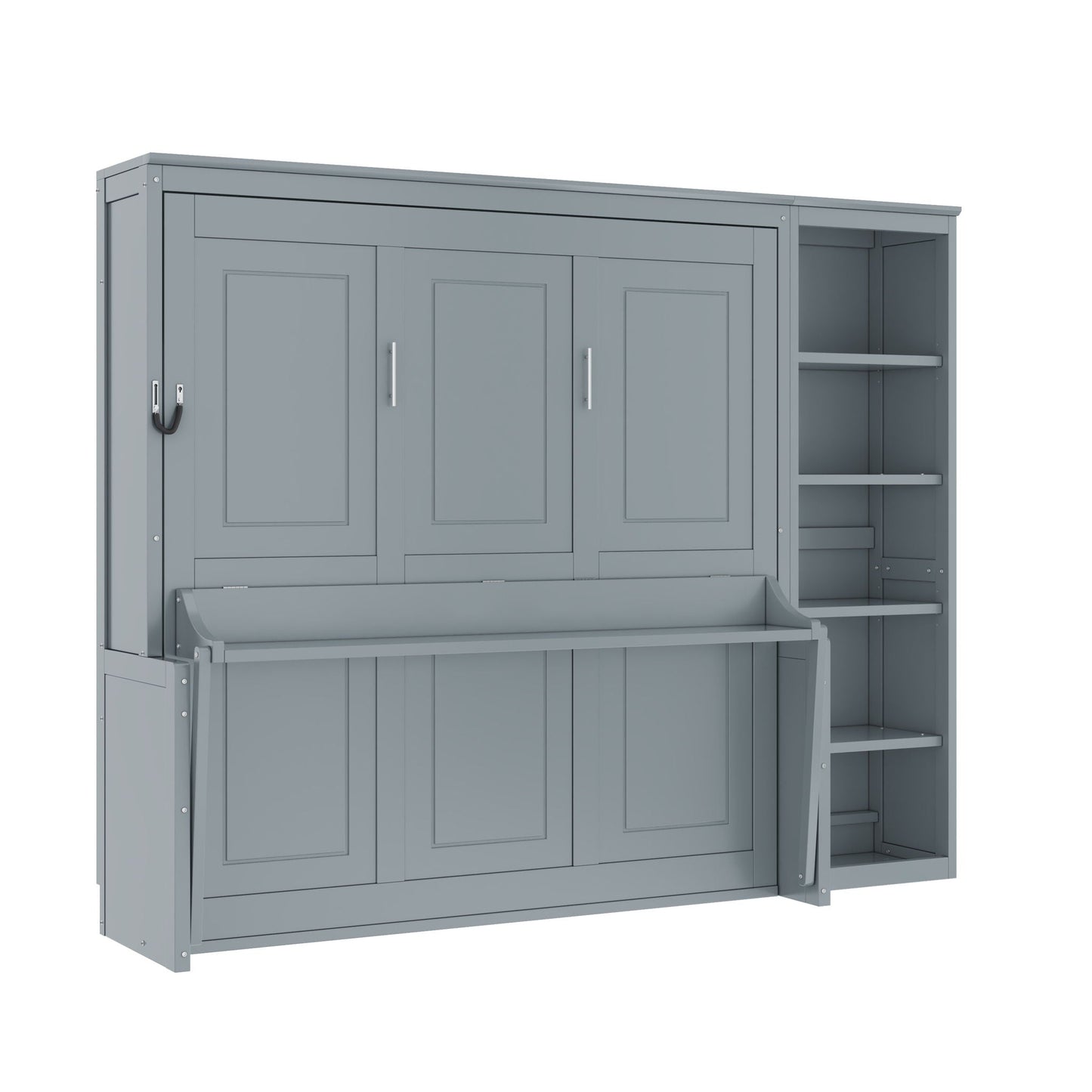 Reinforced Murphy Bed with Desk & Bookshelf