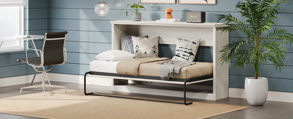 Twin Horizontal Murphy Bed - Rustic White