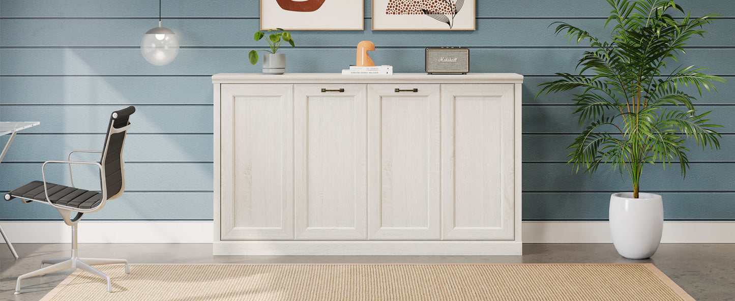 Twin Horizontal Murphy Bed - Rustic White
