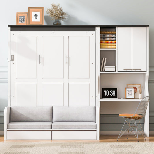 Murphy Bed with Sofa, Desk & Storage Cabinet
