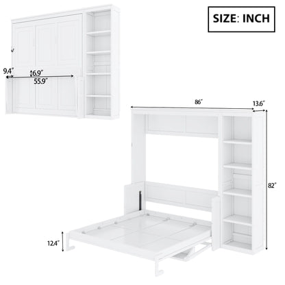 Reinforced Murphy Bed with Desk & Bookshelf