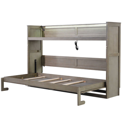 Twin XL Murphy Bed with Desk, LED Light & USB Charging