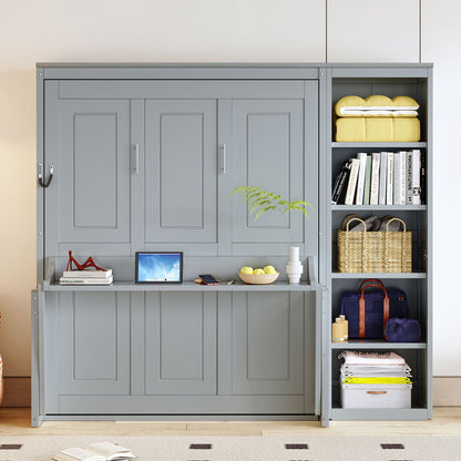 Reinforced Murphy Bed with Desk & Bookshelf