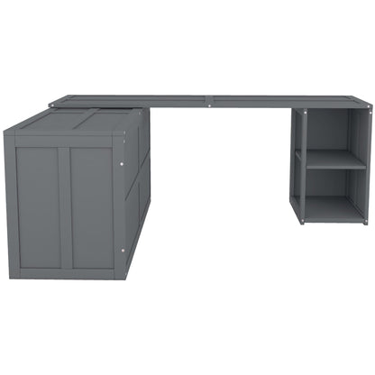 Queen Murphy Bed with Rotating Desk - Gray