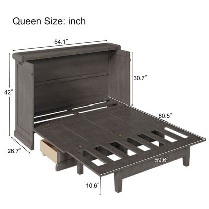 Murphy Cabinet Bed with Charging Station & Storage Drawer