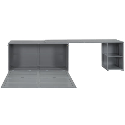 Queen Murphy Bed with Rotating Desk - Gray