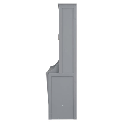 Queen Murphy Bed with Shelf - Gray