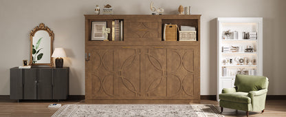 Twin Murphy Bed with Charging Station & Drawer - Natural Wood