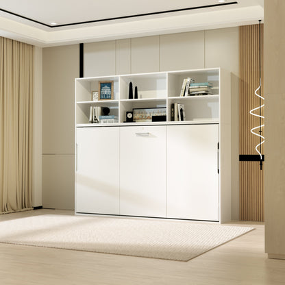 Twin Horizontal Murphy Bed with Shelf Storage