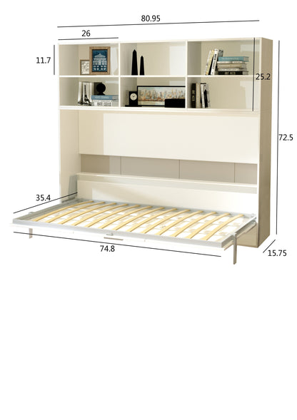 Twin Horizontal Murphy Bed with Shelf Storage