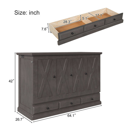 Murphy Cabinet Bed with Charging Station & Storage Drawer