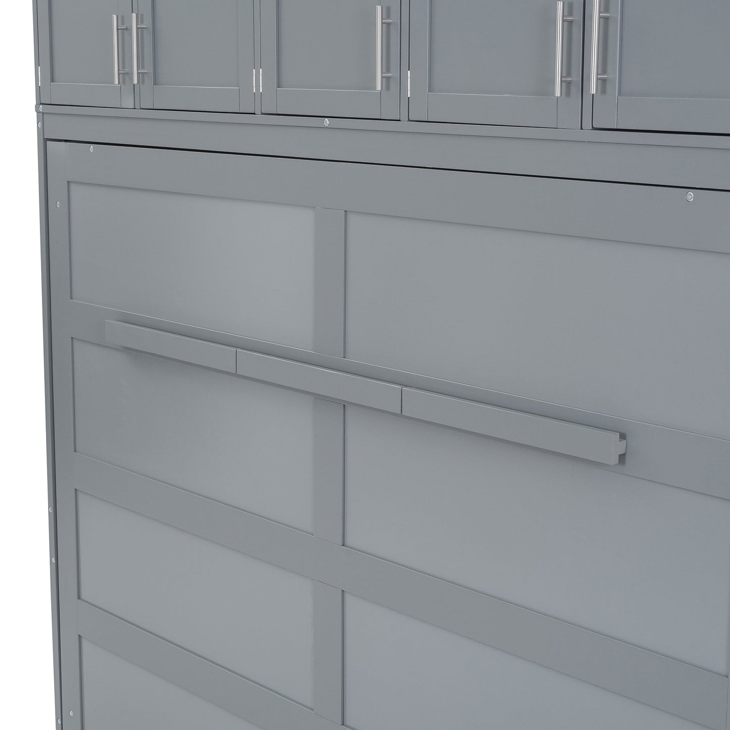 Full Murphy Wall Bed with Top Cabinets - Gray