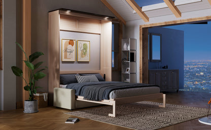 Queen Murphy Bed with Sofa & LED Lighting