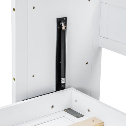 Murphy Bed with Desk, LED Light & USB Charging Station