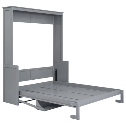 Queen Murphy Bed with Shelf - Gray