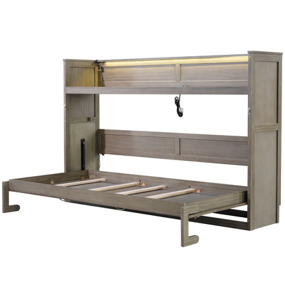 Twin XL Murphy Bed with Desk, LED Light & USB Charging