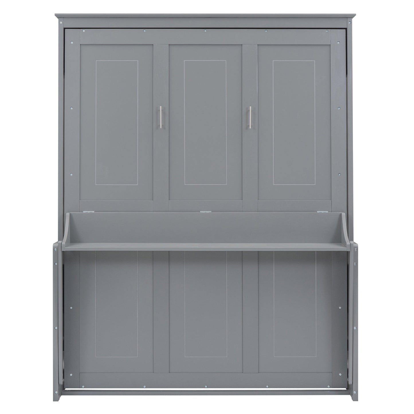 Queen Murphy Bed with Shelf - Gray