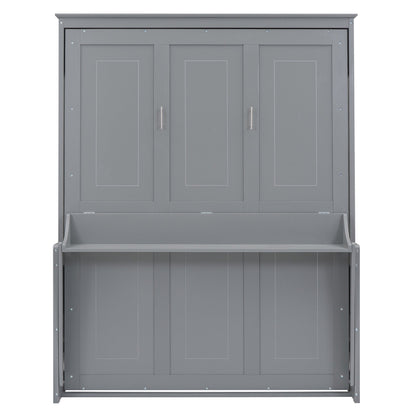 Queen Murphy Bed with Shelf - Gray