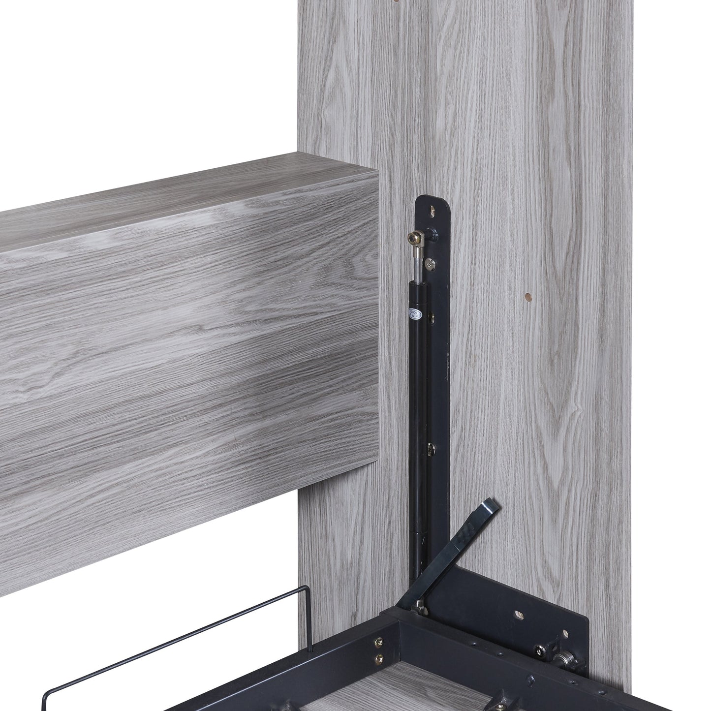 Full Murphy Bed with Fold-Away Cabinet Design - Gray