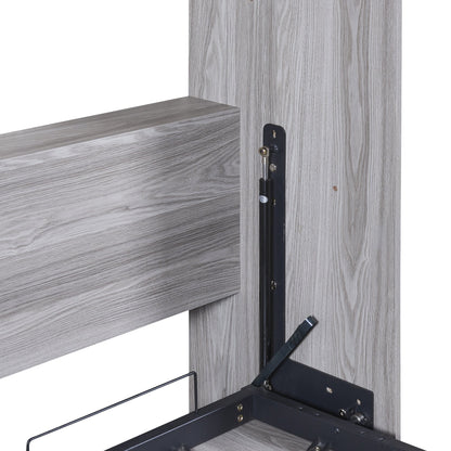 Full Murphy Bed with Fold-Away Cabinet Design - Gray