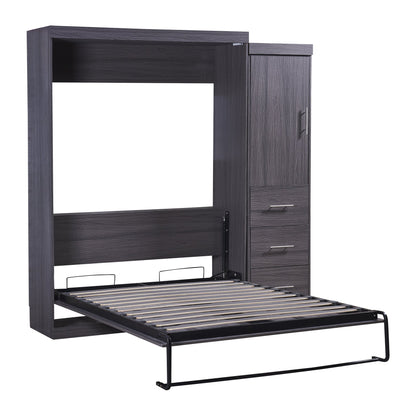Full Murphy Bed with Wardrobe & Drawers - Gray