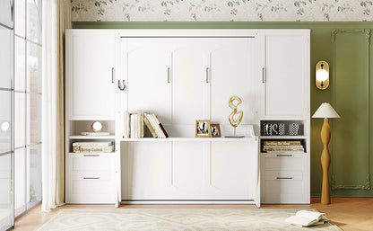 Queen Murphy Bed with Closet, Drawers & Shelves