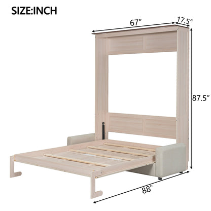 Queen Murphy Bed with Sofa & LED Lighting