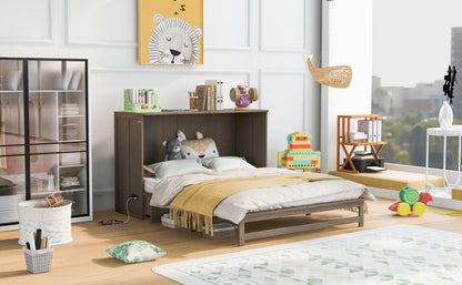 Queen Murphy Bed with Charging Station - Antique Grey