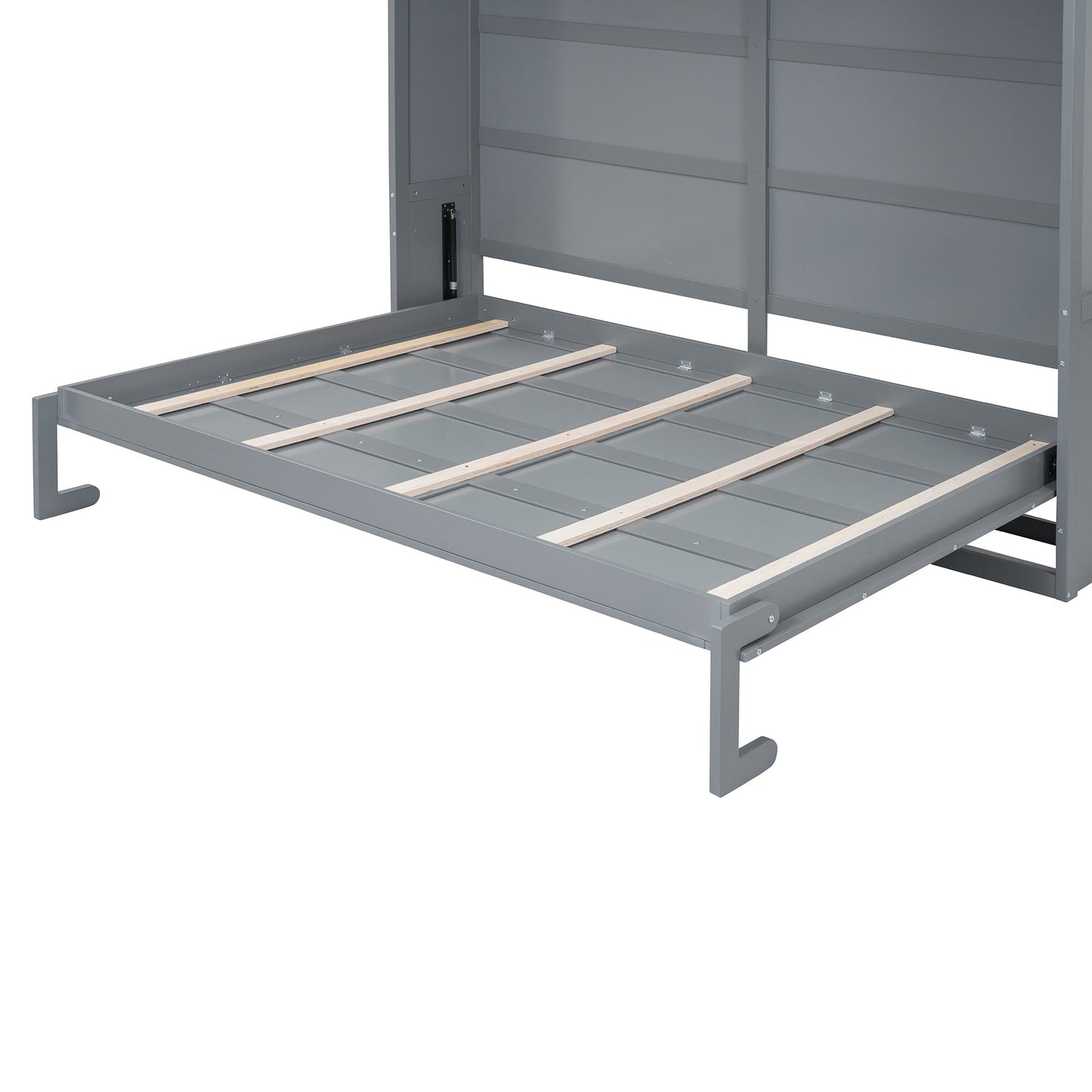 Full Murphy Wall Bed with Top Cabinets - Gray