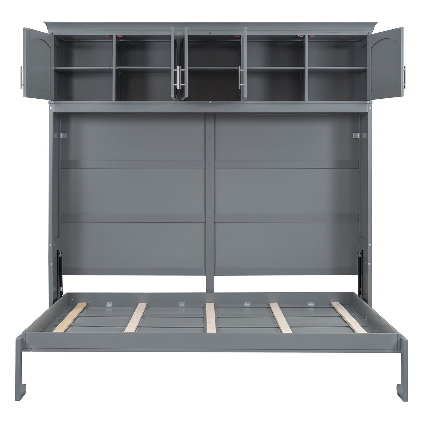 Full Murphy Wall Bed with Top Cabinets - Gray