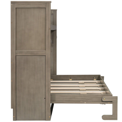 Murphy Bed with Desk, LED Light & USB Charging Station