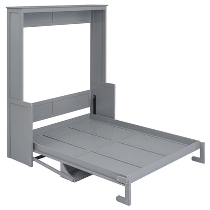 Queen Murphy Bed with Shelf - Gray