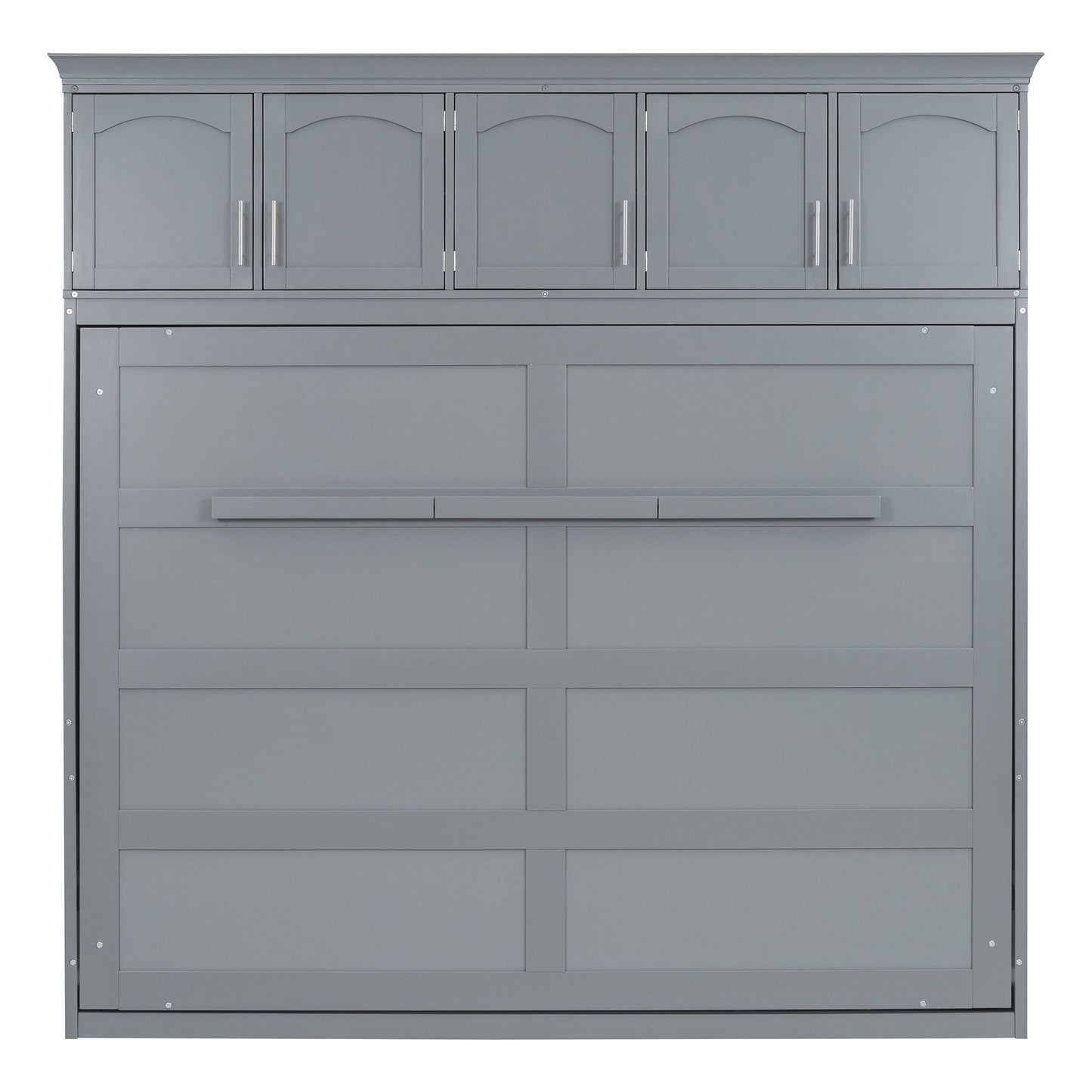 Full Murphy Wall Bed with Top Cabinets - Gray