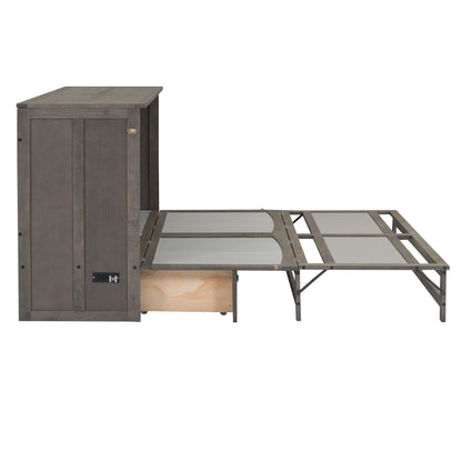 Queen Murphy Bed with Charging Station - Antique Grey