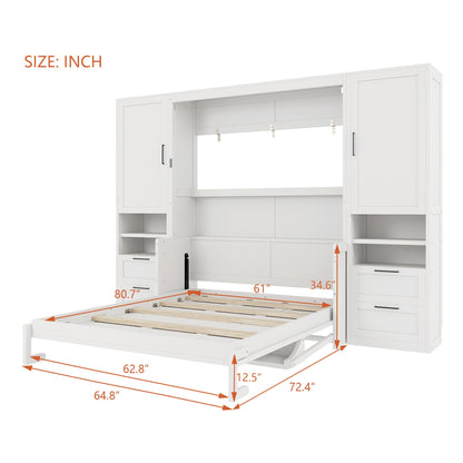 Queen Murphy Bed with Closet, Drawers & Shelves
