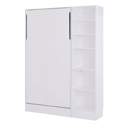 Twin Murphy Wall Bed with Sofa & Shelves - White