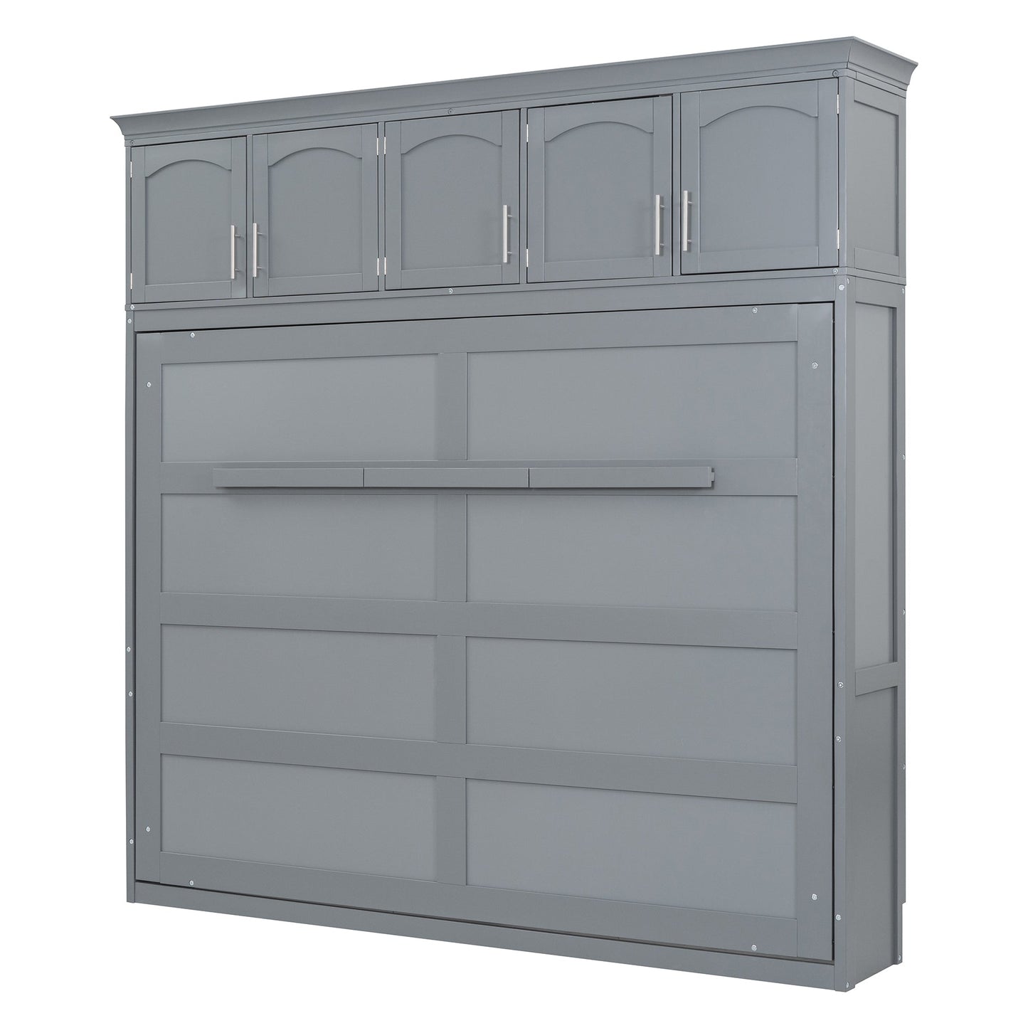 Full Murphy Wall Bed with Top Cabinets - Gray