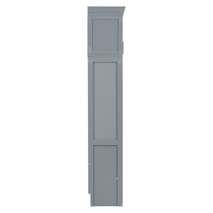 Full Murphy Wall Bed with Top Cabinets - Gray