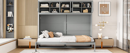 Full Murphy Wall Bed with Top Cabinets - Gray