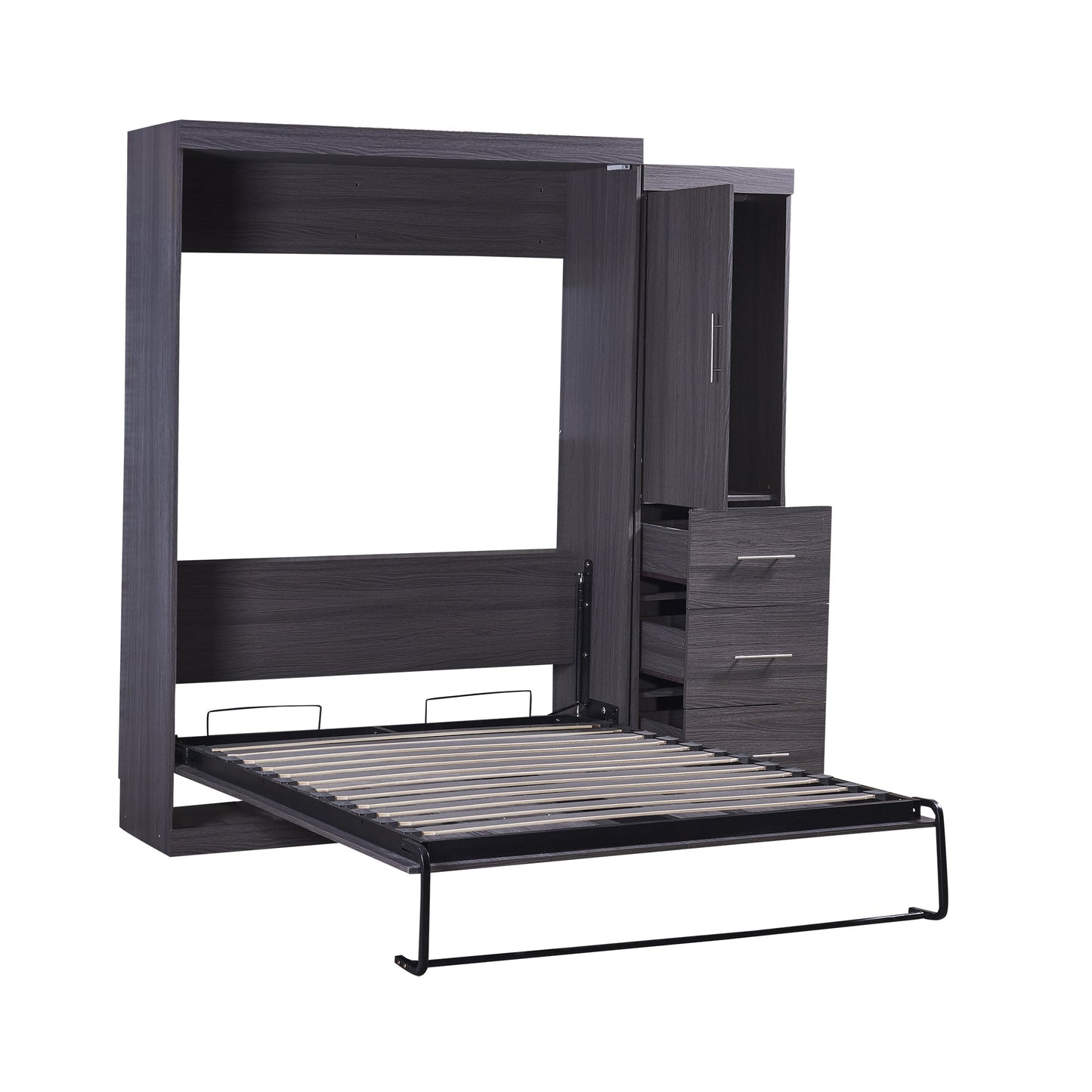 Full Murphy Bed with Wardrobe & Drawers - Gray