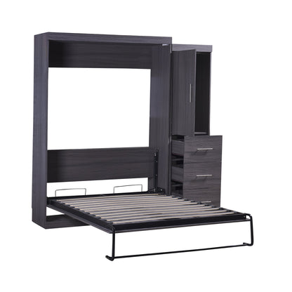 Full Murphy Bed with Wardrobe & Drawers - Gray