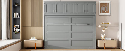 Full Murphy Wall Bed with Top Cabinets - Gray