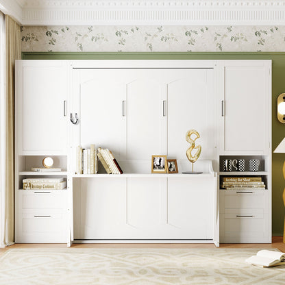 Queen Murphy Bed with Closet, Drawers & Shelves