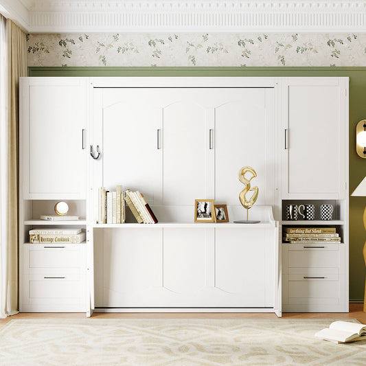 Queen Murphy Bed with Closet, Drawers & Shelves